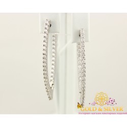 Серебряные серьги птички с камнями 420007с